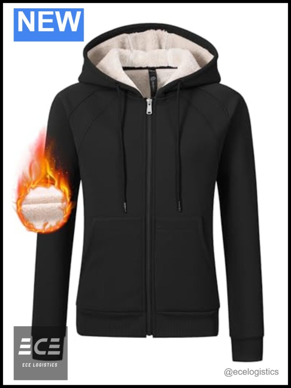 Women's Fleece Zip Up Hoodie Sherpa Lined Winter Coat Warm Jacket